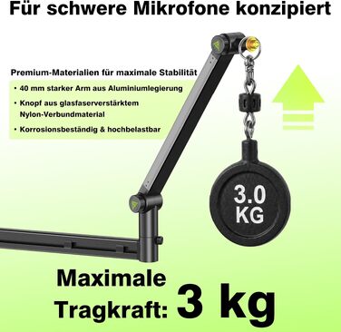 Низькопрофільний мікрофонний пантограф (стійка-тримач) Low Profile з Gear-Lock, чорний, до 3 кг, сумісний з Shure SM7B, MV7+, довжина 780 мм