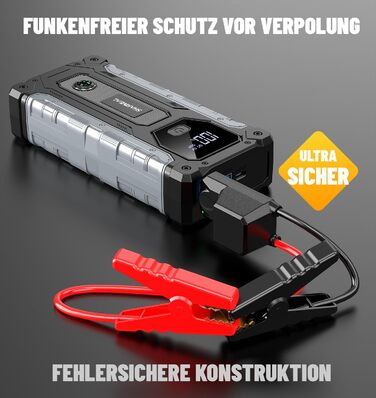 Powerbank для авто SHARMEAL 6000A: старт для бензинових та дизельних двигунів (до 10 л), 12V, LCD, LED ліхтарик