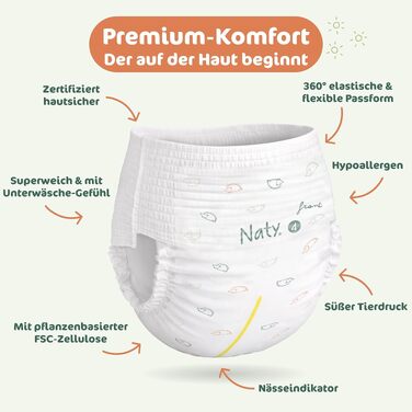 Підгузки-трусики Naty FreeMovers, розмір 5 (12–18 кг), 80 шт