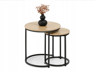 Журнальний стіл Mebel-Partner круглий, 45 x 45 x 48,5 см, чорний, дуб сонома