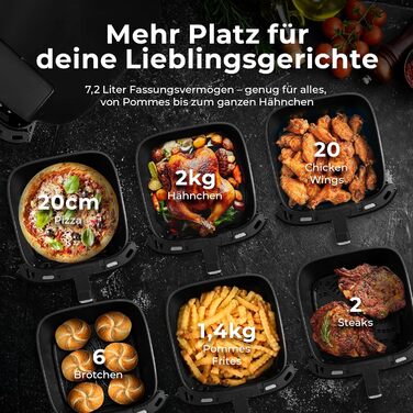 Аерофритюрниця Balter Airfryer XXL 5,5-7,2 л з вікном, 12 програм, багатофункціональна фритюрниця без олії, HL-551T
