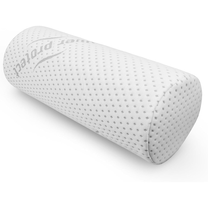 Подушка для шиї Bestlivings з піни Memory Foam (30x35x9 см) з антимікробним срібним чохлом Öko-Tex, Ролик для шиї 40x15 см