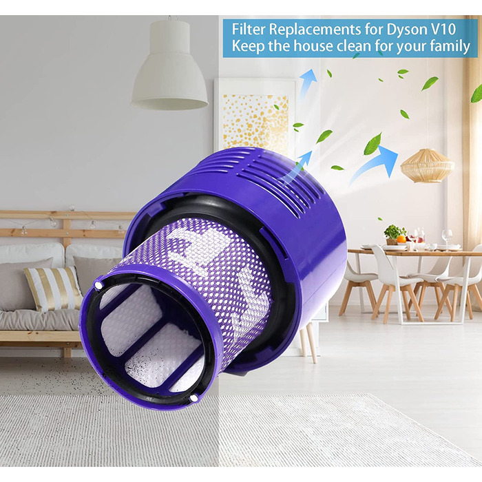 Набір з 4 фільтрів для пилососа Dyson V10 SV12, Laukowind, миючі змінні фільтри з щіткою для моделей Cyclone, Animal, Absolute, заміна DY-969082-01