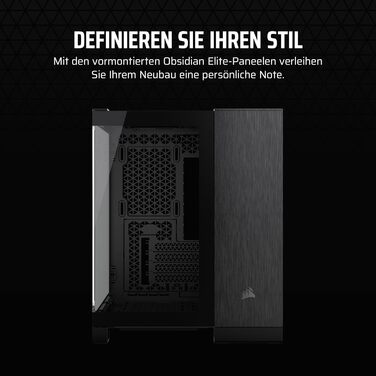Комп'ютерний корпус CORSAIR 2500X mATX, подвійна камера, загартоване панорамне скло, підтримка інвертованої материнської плати, без вентиляторів, чорний/обсидіановий алюміній