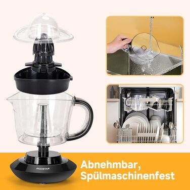 Електрична цитрусовижималка Aigostar 700 мл, 40 Вт, 2 режими, BPA-free, чорна