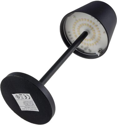 Настільна LED-лампа ChiliTec, акумуляторна, димована, 30 см, USB зарядка, для дому та вулиці, IP44, тепле біле світло, сенсорний вимикач, чорна