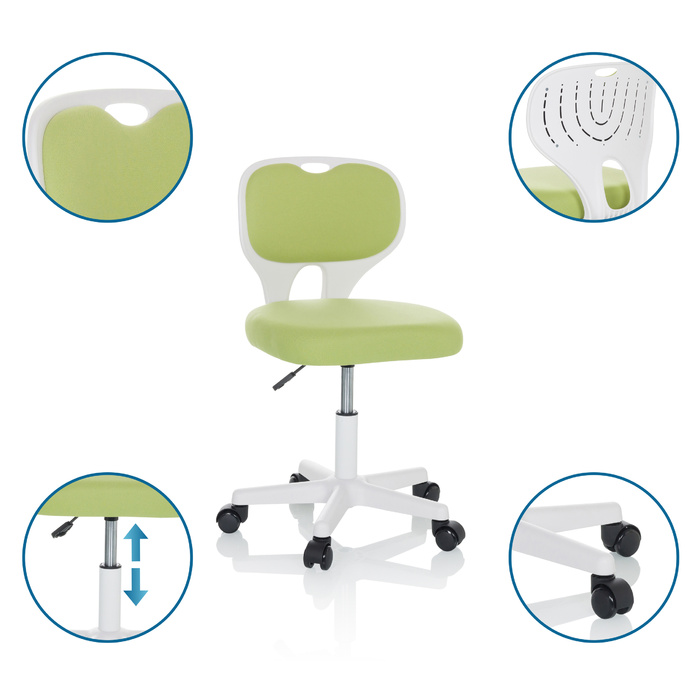 Дитячий стілець для письмового столу KIDDY TOP W, оббивка тканина, зелений, hjh OFFICE