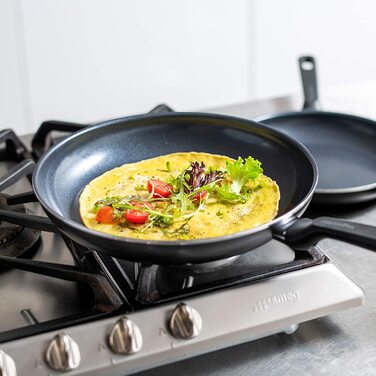 Сковорідки GreenPan Memphis 24 см і 28 см, керамічне антипригарне покриття, без PFAS, для індукції, підходять для духовки та посудомийки, чорні, набір для смаження, подарунок на День матері