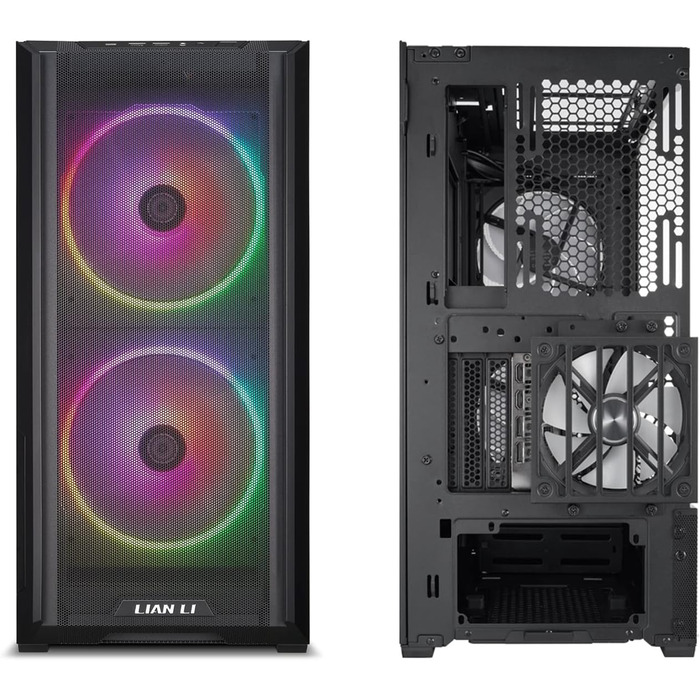 Ігровий корпус для ПК LIAN LI LANCOOL 216, чорний, E-ATX, з підсвіткою RGB, 2x 160 мм вентилятори, Midi Tower