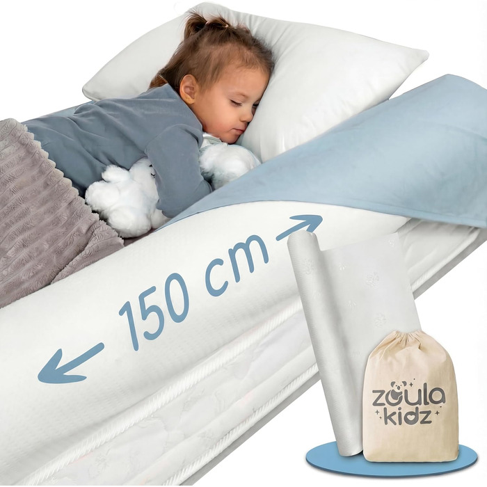Подушка для годування Zoula Kidz® надувна, портативна (150 см) з бавовняним чохлом OEKO-TEX – для подорожей та дому