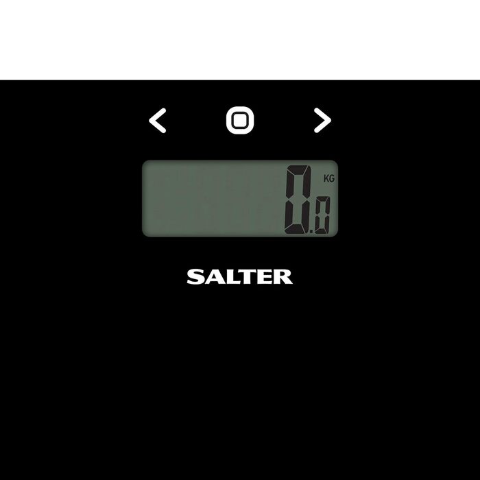 Електронна вага Salter 9150 BK3R для аналізу складу тіла, скляна, чорна – вимірювання ваги, ІМТ, жиру, води, до 8 користувачів, ультратонка, великий дисплей