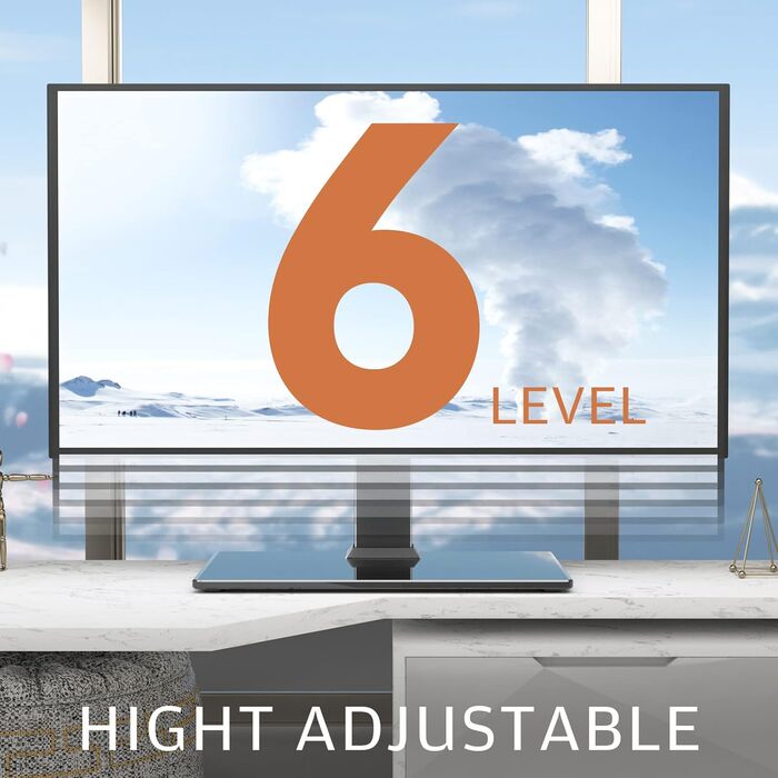 Універсальна підставка для телевізора 27-55" LCD/LED, 9 рівнів регулювання висоти, загартоване скло, кабель-менеджмент, VESA 400x400, HT08B-001