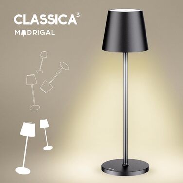 Світлодіодна акумуляторна настільна лампа Stilosa Classica 3, IP54, диммована, USB-C, чорна, 38 см, для дому та вулиці