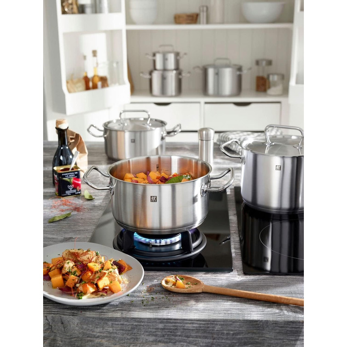 Каструля Zwilling Twin Classic з кришкою, нержавіюча сталь, 20 см, 3.0 л, для індукційних плит, срібляста