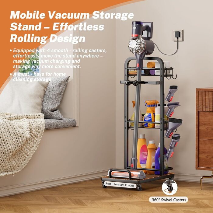 Стійка для акумуляторного пилососа Dyson Gen5 V15s/V15/V12/V11/V10/V8/V7/V6 - металева підставка з коробкою для зберігання аксесуарів