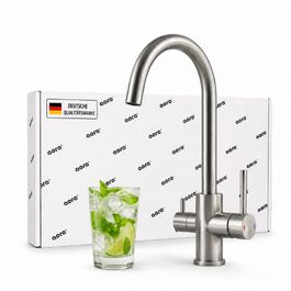 Змішувач кухонний AORA® VANTO INOX з нержавіючої сталі 304 для фільтра води та системи зворотного осмосу, поворотний вилив 360°