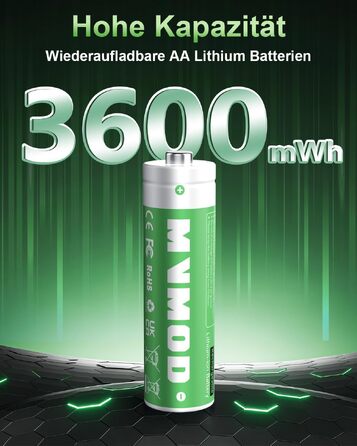 Набір акумуляторів AA Ni-MH 1.5V 3600mWh (12 шт.) з зарядним пристроєм та кейсом для зберігання, зелені