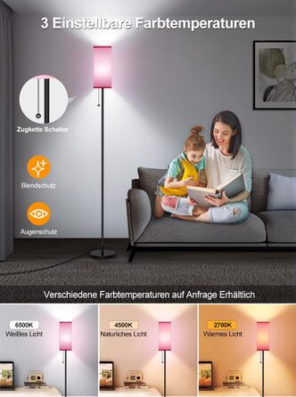 Розумна RGB+CCT Wi-Fi LED торшер 9Вт E27 для вітальні, димований, 2700K-6500K, керування через додаток, Alexa/Google, музичний та таймерний режими