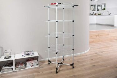 Сушарка для білизни Vileda Mixer 4, 4 рівні, 40 м, на коліщатках, для 4 завантажень, гнучкі з'єднання, 71,5×19×16,6 см