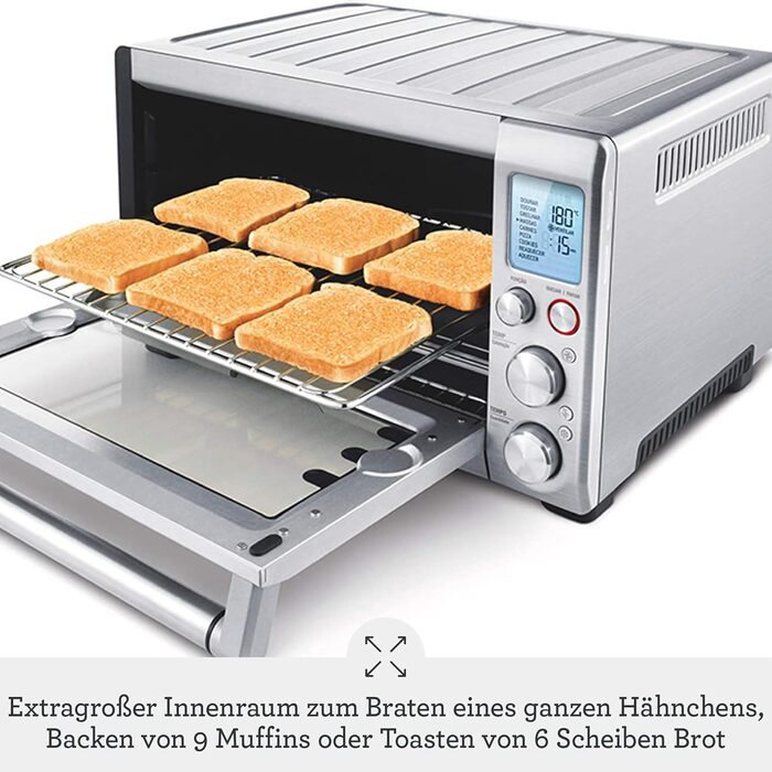 Sage Smart Oven Pro - Електрична міні-піч з 10 функціями: випічка, смаження, гриль, підігрів, тости. 2400 Вт, для піци до 30 см, цілого курчати, нержавіюча сталь