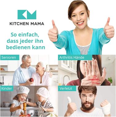 Електричний відкривачка для консервів Kitchen Mama Auto 2.0: автоматичний, бездротовий, з гладкою кромкою, безпечний для продуктів харчування