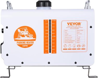 Автономний дизельний обігрівач повітря VEVOR 8 кВт 12В/24В з Bluetooth, пультом керування та CO-датчиком, портативна дизельна пічка для автомобілів та приміщень, білий
