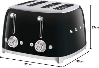 Тостер Smeg TSF03WHEU 4-камерний білий, 6 рівнів підсмажування, функція розморожування та підігріву, 2000 Вт