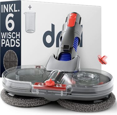Електрична насадка для вологого прибирання Dripl для пилососів Dyson V7/V8/V10/V11/V15/Gen5 з від'ємним резервуаром для води, 6 багаторазових мопів і 1 контейнером для заповнення