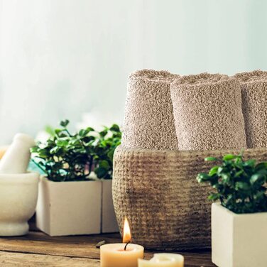 Набір із 4 великих рушників SweetNeedle 70x140 см – 100% бавовна, 500 г/м², готельна якість, високої поглинання, для ванної, душу, пляжу, щоденного використання (лляний колір)