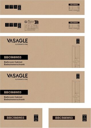 VASAGLE Висока шафа для ванної з підсвіткою, вузький сучасний білий пенал для зберігання, відкриті полиці, регульовані відділення, для маленьких ванних кімнат