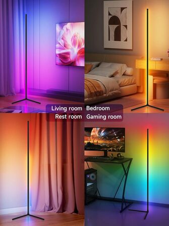 Світлодіодний кутовий світильник GIPOYENT RGB з синхронізацією музики та керуванням через додаток, 16 млн кольорів для спальні, вітальні, геймерської кімнати