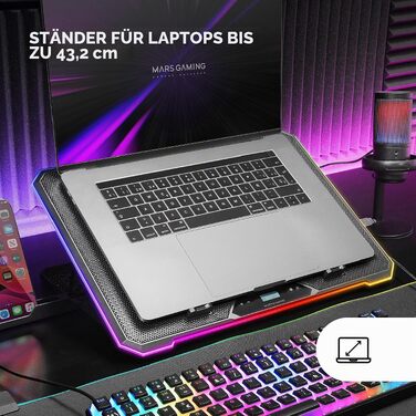 Охолоджуюча підставка для ноутбука Mars Gaming MNBC-Ultra, 140мм вентилятор, RGB Chroma, 5 рівнів нахилу, для ноутбуків до 18