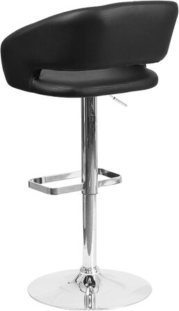 Барний стілець Flash Furniture, регульований по висоті, металевий, хромована основа, чорний вініл, 58,4×57,2×37,5 см