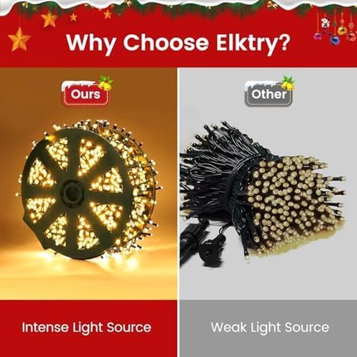 Світлодіодна гірлянда вулична 50м, 2000 LED ламп, теплий білий колір, 8 режимів роботи з функцією пам'яті