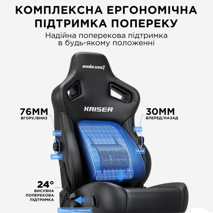 Крісло ігрове Anda Seat Kaiser 4 Black Fabric Size L