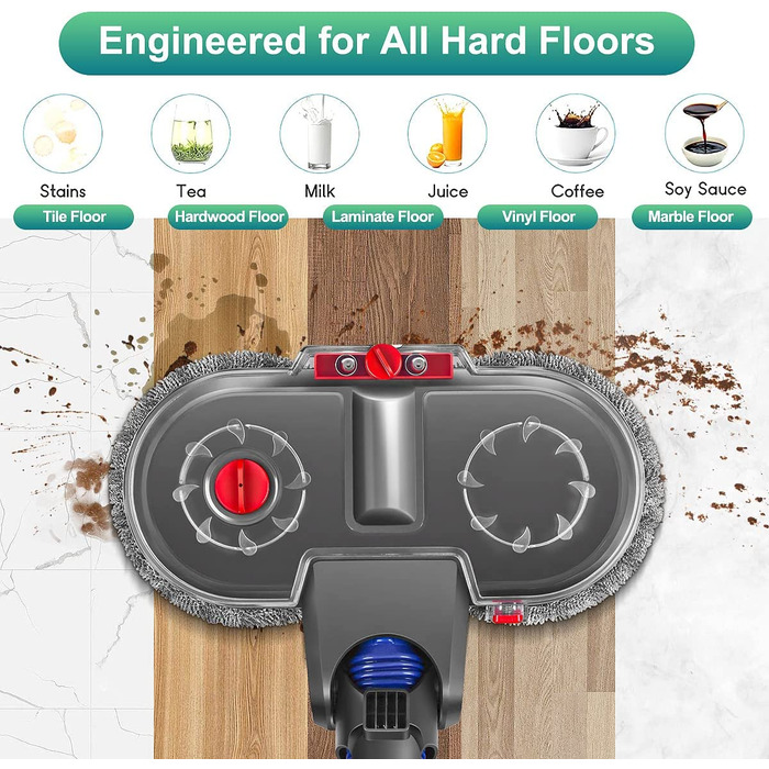 Електрична насадка для вологого прибирання Jajadeal для пилососа Dyson V12 Detect Slim, комплект з 12 мопами та знімним резервуаром для води