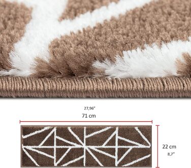 Набір з 15 самоклеючих килимків для сходів Glary Home 22×71×1,2 см, біло-коричневий, трикутний візерунок