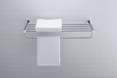 Полиця для рушників Duravit D-Code, настінна, 65 см, хромована, тримач для рушників у ванну, 650x220x112 мм