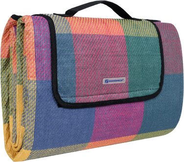 Пікнікова ковдра SONGMICS 195x150 см, водонепроникна, складана, для парку, саду, пляжу, машинне прання, червоно-зелено-оранжева