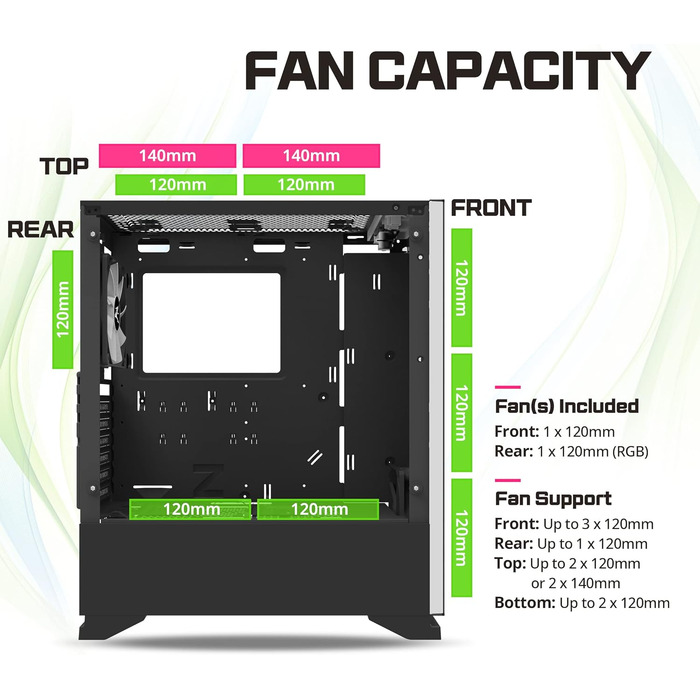 Комп'ютерний корпус Zalman S5 RGB ATX з боковими скляними панелями, чорний