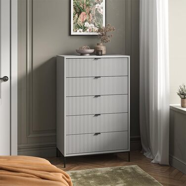 Комод Vicco Eliza сірий 76x120 см, 5 шухляд, ДСП