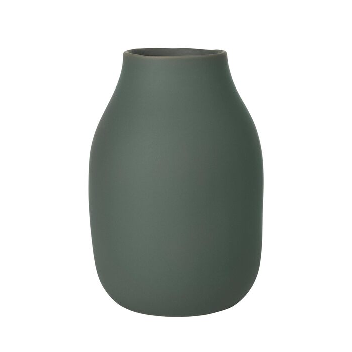 Ваза Blumus COLORA L з кераміки, Agave Green, ручної роботи, декоративна настільна ваза, 20x14x14 см