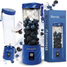 Портативний блендер BlendyGo 3 для смузі, 550 мл, USB зарядка, BPA-free, PulseMotion & BlendPro технологія, темно-синій