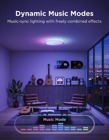 Стельовий світильник Govee RGBICWW Pro LED, 55W, 4800лм, диммований, круглий, Ø45.5см