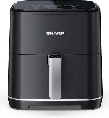 Аерофритюрниця SHARP AF-GS552AE-B 5,5 л, цифрове керування, 8 програм, 1650 Вт, чорна, випікання без олії