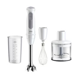 Блендер занурювальний Braun MultiQuick 5 MQ 50236 (білий, 2024) - 1000 Вт, 21 швидкість, нержавіюча сталь, насадки, SplashControl
