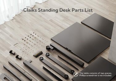 Електричний регульований стіл Claiks 120x60 см, чорний каркас і стільниця, письмовий стіл для роботи стоячи та сидячи