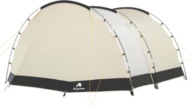 Сімейний намет CampFeuer Zelt Super+ на 4 особи: великий тунельний намет з 2 входами, тамбуром та водонепроникністю 3000 мм (Пісочний/Чорний)