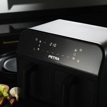 Фритюрниця з гарячим повітрям Petra PT4750BLKVDE XXL 7,4 л, 2400 Вт, подвійна, 2 антипригарні кошики, 6 програм, чорна