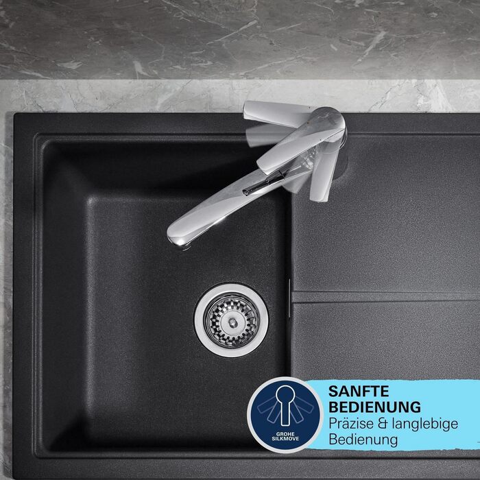 Змішувач кухонний GROHE Start з плоским виливом, поворотний на 140°, з обмежувачем витрати води, хром (30530002)